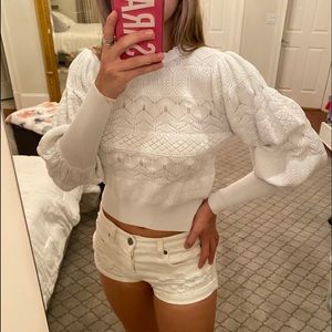 Zara white puff sleeve sweater